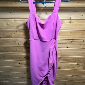 Lulu's Pink Asymmetrical Wrap Cocktail Dress
